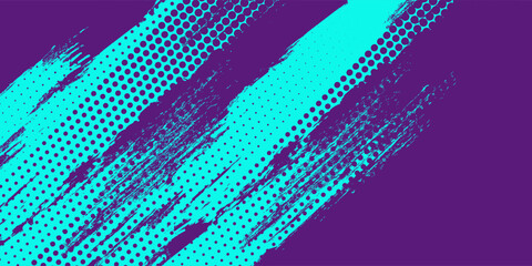 Abstract Sports Background with Blue and Purple Brush Texture and Halftone Effect. Grunge Background modern. Modern Creative trendy design