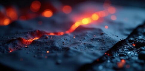 Textured, luminous paper; faded edges, glowing embers , flame, design