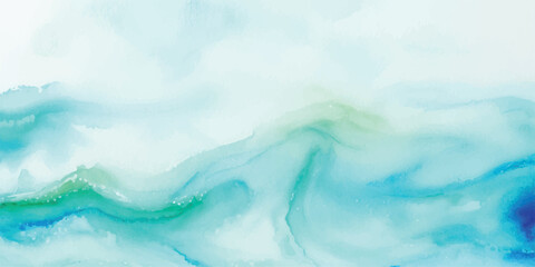 Tranquil Ocean Inspired Alcohol Ink Background with Soft Teal Flowing Waves
