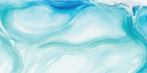 Modern Abstract Fluid Background with Calm Cyan Waves and Alcohol Ink Details