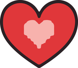 Red heart shape with a thick black outline