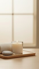 Coffee cup on windowsill in morning light, cozy lifestyle background