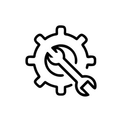 Maintenance mode line icon, black outline system maintenance status symbol