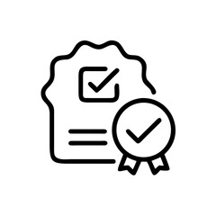 Request approved line icon, black outline accepted request and approval symbol