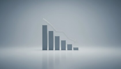 Grey declining bar chart on light background, financial downturn concept