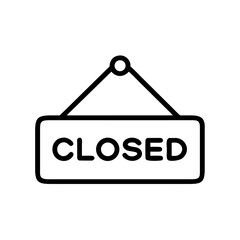 Closed sign line icon, black outline business closed status symbol