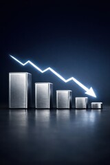 White bars falling with zigzag line, market volatility and crash concept