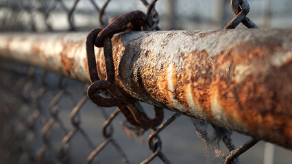 Artistic Rust Pattern Detail with Bokeh Effect on Weathered Fence