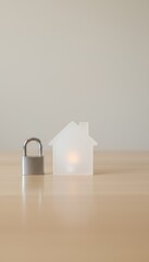 House model and padlock, property security and insurance concept