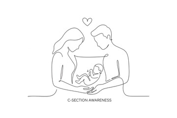 Cesarean Section Awareness Minimal Illustration
