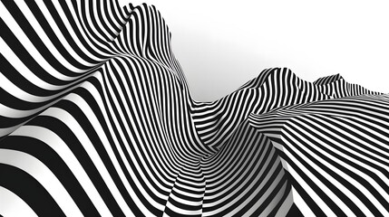 geometric line illusion pattern, modern op-art style, black lines on white background
