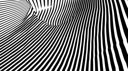 geometric line illusion pattern, modern op-art style, black lines on white background