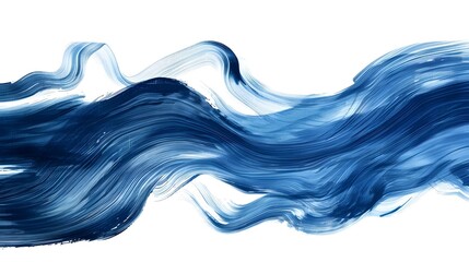 abstract wave brush strokes, organic motion, blue accent on white background, contemporary art style