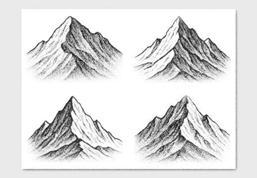 Vector illustration of mountains clipart with stipple noise texture effect