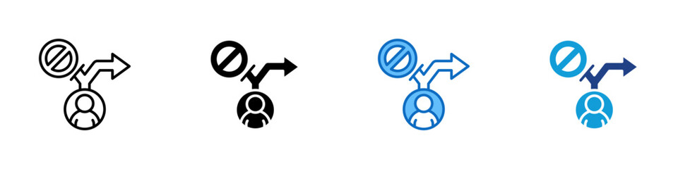 Alternative Multiple Style Icon Design Vector - User choosing a different direction symbolizing alternative solutions or paths
