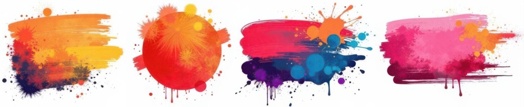 Collection of vector grunge paintbrush strokes and ink splatters , isolated, black, dirty