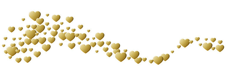 Golden Hearts background, valentine symbol with glossy finish on white background, perfect for romantic invitation templates, wedding decorations, and elegant greeting designs.
