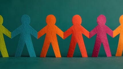 Unity Beyond Borders Colorful Paper Figures Holding Hands Represent Teamwork Inclusion and Global Unity People Linked Globally