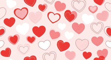 Aesthetic heart pattern in shades of pink and red, a tender romantic backdrop