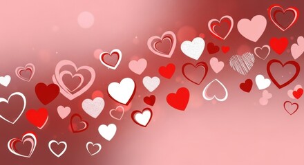 Romantic gradient with heart shapes in red and pink for Valentine's Day