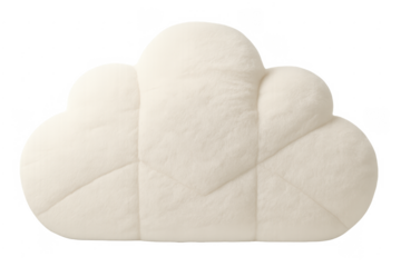 Fluffy soft cloud shaped cushion on transparent background