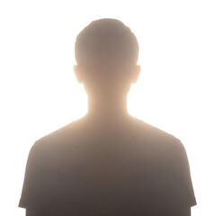 Silhouette of a person in soft light portrait artistic view isolated on transparent background