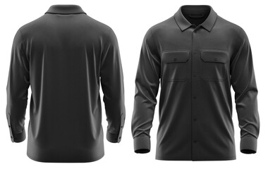Shirt Button-Up Long Sleeve with Dual Chest Pockets, Apparel Mockup Ready, 3D Rendered
