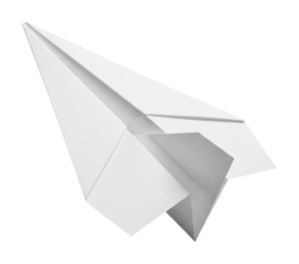 Paper airplane flight showcase space creative focused isolated on transparent background