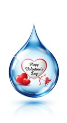 Valentine's Day: Liquid Heart with Cupid and Festive Message Inside Isolated