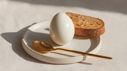 Breakfast scene with egg and toast