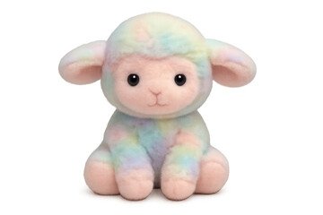 Plush toy lamb with rainbow pastel fur