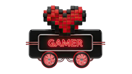 Pixel Heart and Gamer Neon Sign