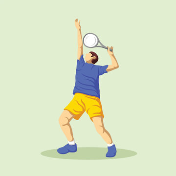 Tennis Player Athlete in Dynamic Pose Vibrant Stylized Vector