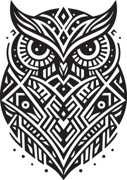 Tribal Owl Design in Black and White