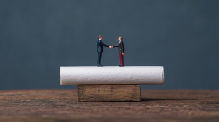 Contract paper vs. Handshake an artistic exploration of business formality in office environments