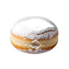 Traditional Jelly Donut Dusted with Powdered Sugar, Background Removal