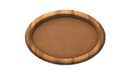 Oval Wooden Frame with Brown Leather Inset