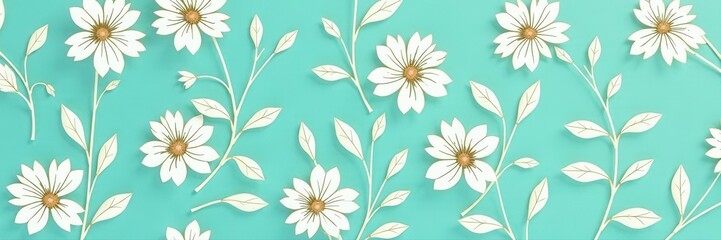 Subtle teal floral vine pattern, repeating seamlessly , trendy, elegant