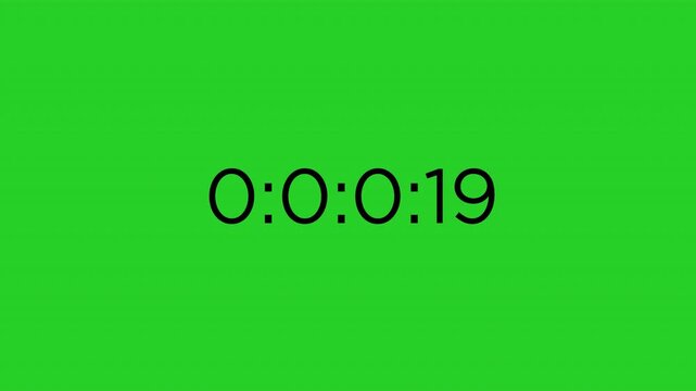 25 second countdown timer animation on green screen background, Modern Minimal 4k video animation seamless loop