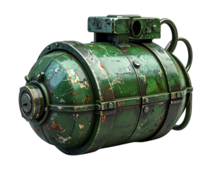  Realistic Green Hand Grenade, isolated transparent background