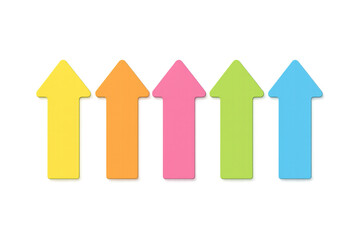 Five colorful arrows pointing upward showing progress