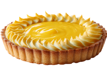 Citrus tart with smooth lemon filling isolated on transparent background