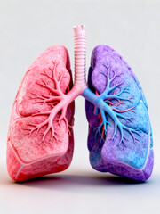 lungs, human, anatomy, respiratory, system, medical, 3d, render, illustration, pink, purple, 