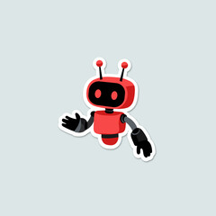 Obraz premium Red robot mascot sticker flat sticker with AI technology