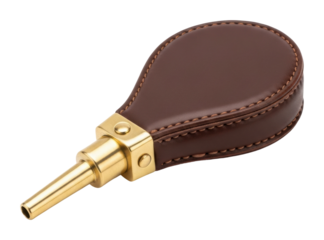 Polishing leather goods with a brass blower product view craft isolated on transparent background