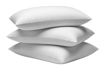 Cozy sleep essentials white pillows in home bedroom isolated on transparent background
