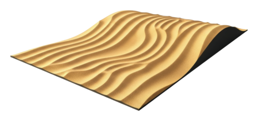 Sculpted sand waves desert landscape natural environment aerial view isolated on transparent background