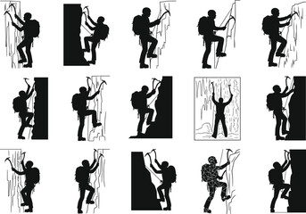 climbing, rock, mountaineering, adventure, outdoors, silhouette, mountain, hiking, trekking, sport, fitness, challenge, exploration, expedition, backpack, rope, gear, strength, endurance, victory © Best_Design