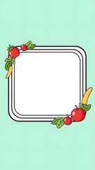Vegetable frame illustration design with copy space on a light green background