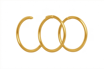 Three golden linking rings on transparent background
